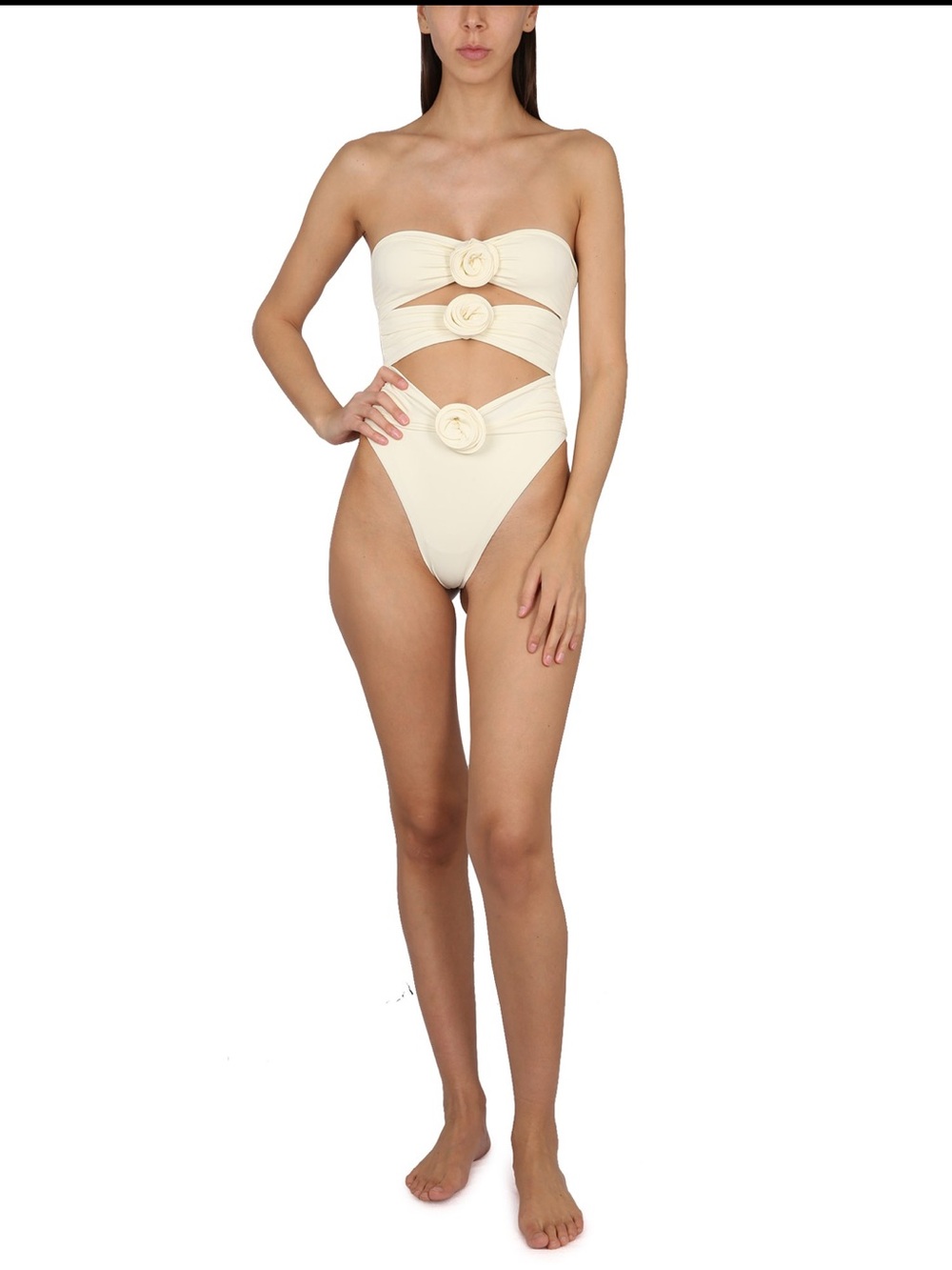 LA REVECHE VESNA ONE-PIECE CUT OUT SWIMSUIT WITH ROSES SMALL